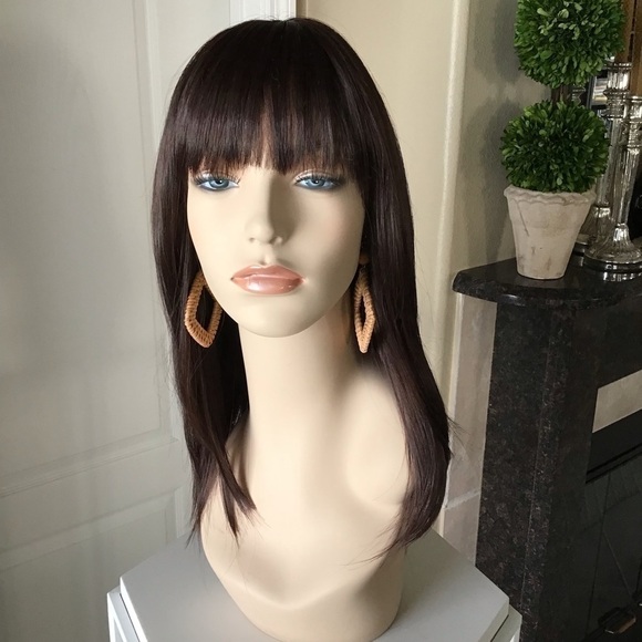 NEW Forever 21 Woven Rattan Earrings Wood Bead Light Triangle Dangle French Wire - Picture 3 of 14